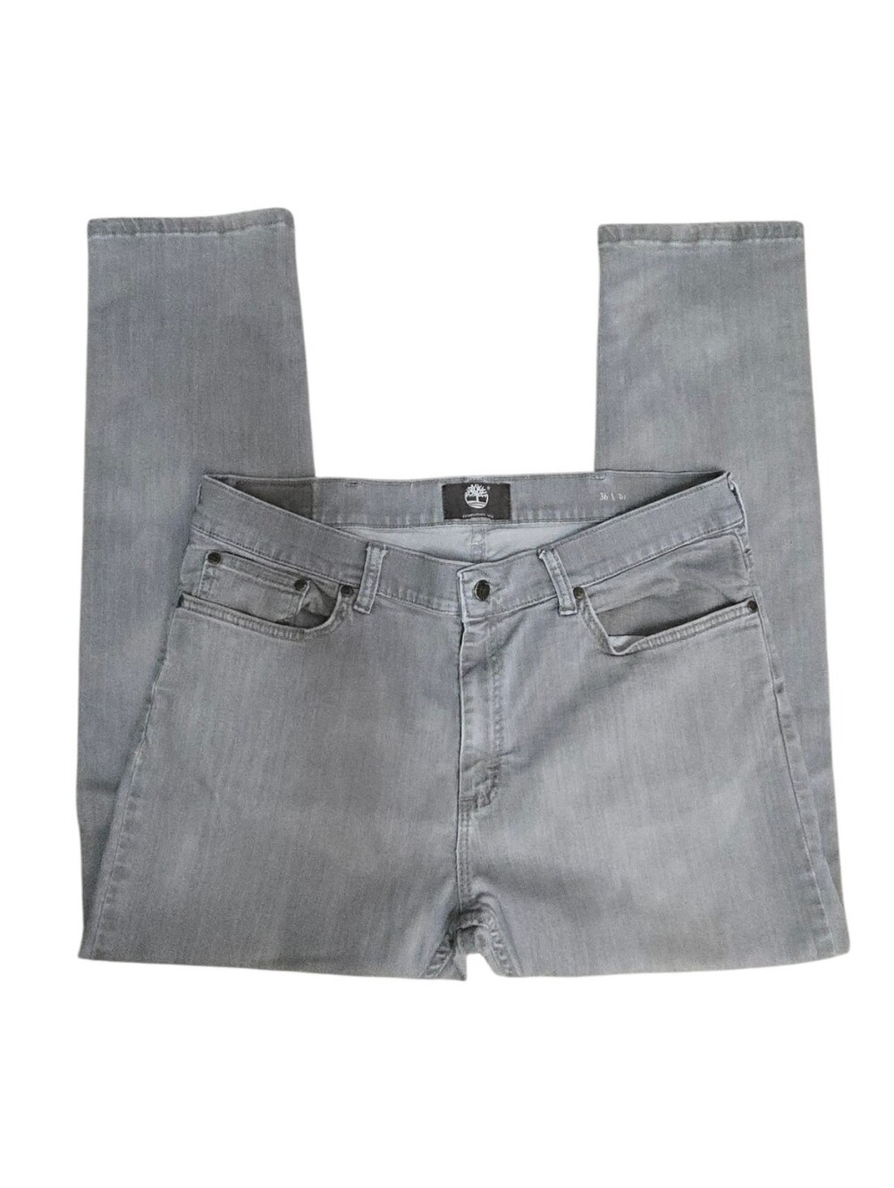 Timberland GrayWash Stretch Denim 36x30 Straight Jeans Mens